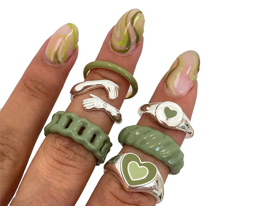 Ring Set - Vintage Green