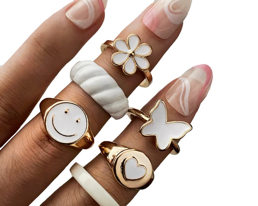 Ring Set - Gold & White