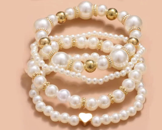 Bracelet Set - Golden Pearls