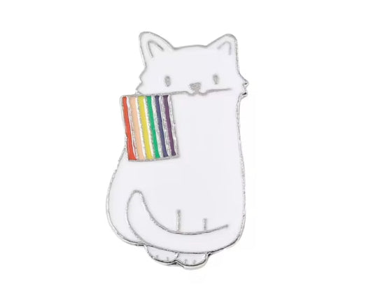 Pin - White Pride Cat