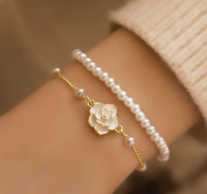 Bracelet - Pearl White Camellia